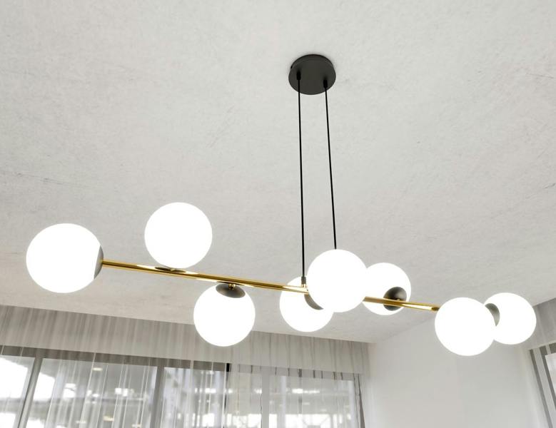 Emibig GRAVITY Pendant lamp 8 x E14  Black, gold with White Shade