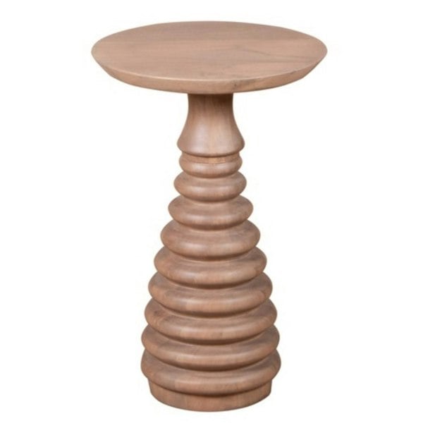 IH Design Carlester Cane And Wood Pedestal Side Table
