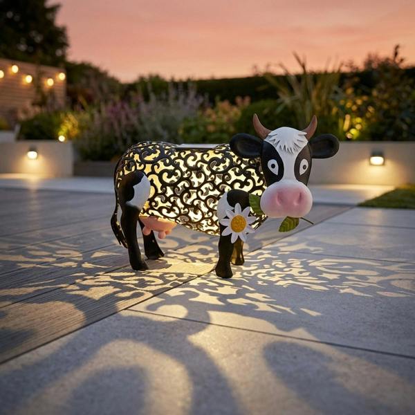 Garden Greatness Daisy Cow Solar Silhouette Garden Light