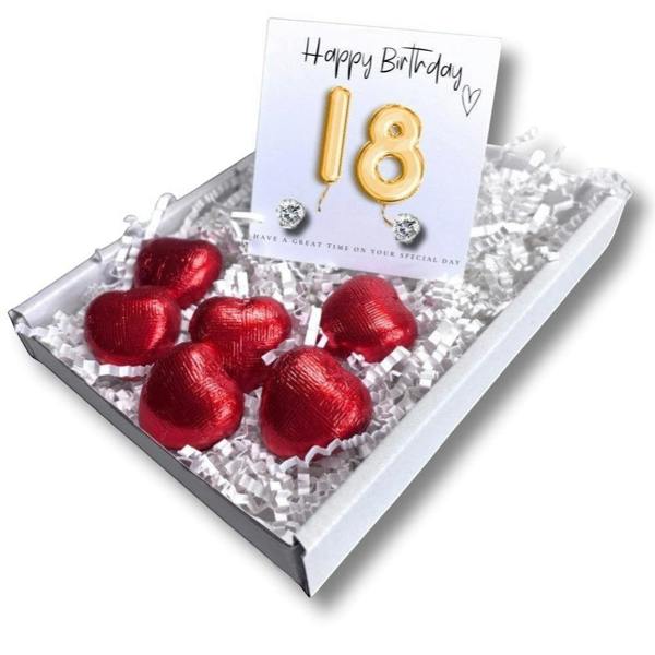 Aye Do Gifts 18th Birthday Cubic Zirconia Silver Earrings & Gold Balloons Mini Gift Hamper