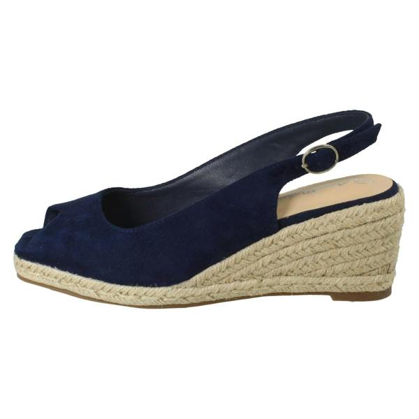 Anne Michelle Ladies Anne Michelle Microfibre Wedge Heel Squared Toe Sandals F2306