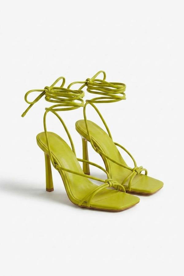 Beatriz Lace Up Heels - Lime_wb