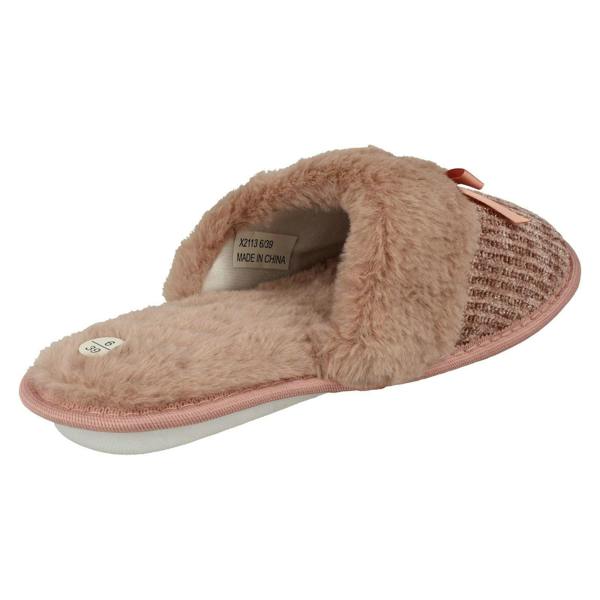 Spot On Ladies Spot On Faux Fur Cuff Mule Slippers X2113