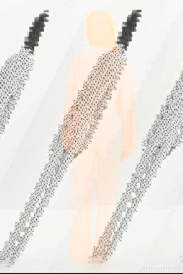 WOVCOR 2-Piece Heart Print Viscose Woven Pajama Set with Tie Detail