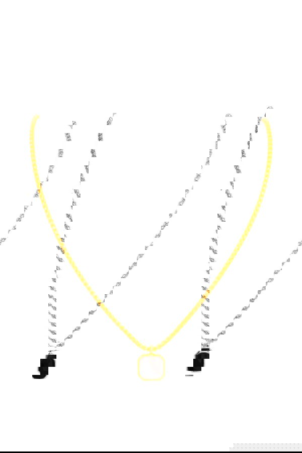 SVNX Gold Chain with Black Pendant