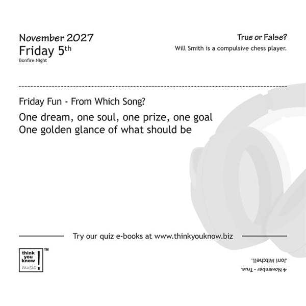 Think You Know Music? Desk Calendar 2027, Desk Calendars, Day To View, Entertainment, Gift