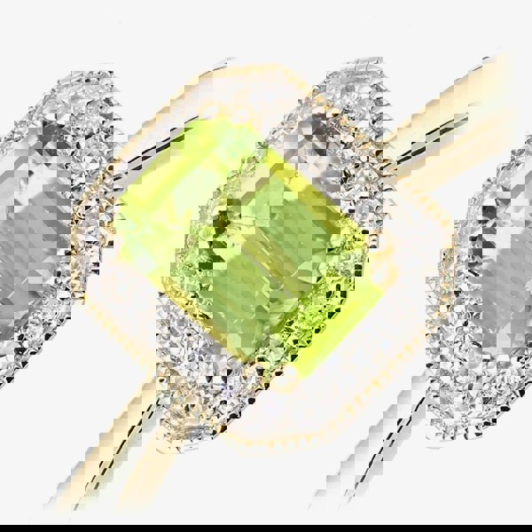 T. H. Baker 9ct Yellow Gold Peridot 0.08ct Diamond Cluster Ring DR1619YPD