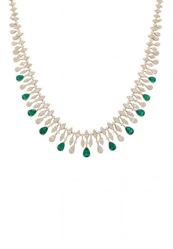 Latelita Duchess Emerald Statement Necklace Gold