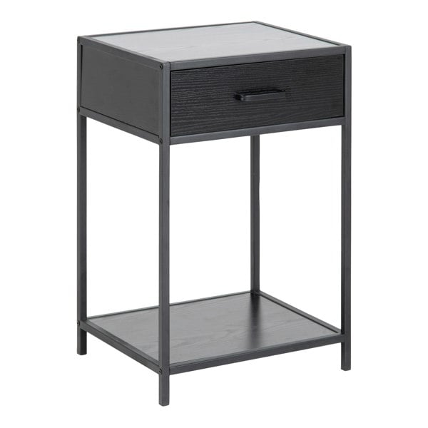 Furniture To Go Seaford Bedside Table with 1 Drawer in Black