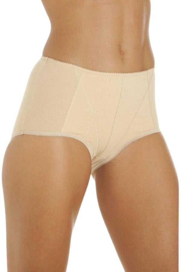 Camille Womens Classic Cotton 3 Pack Control Briefs White - Beige