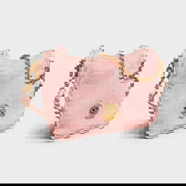 Versace Hobo Medusa Logo Floral Shoulder Bag Pink