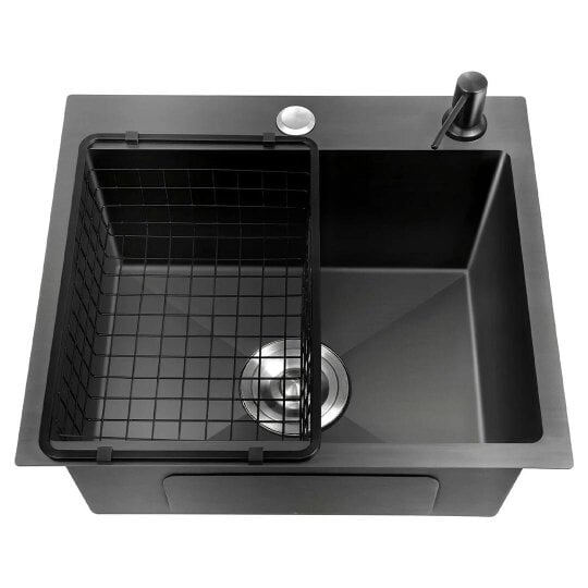 Havendro Black Kitchen Sink Undermount Drop-in Single Bowl Stainless Steel