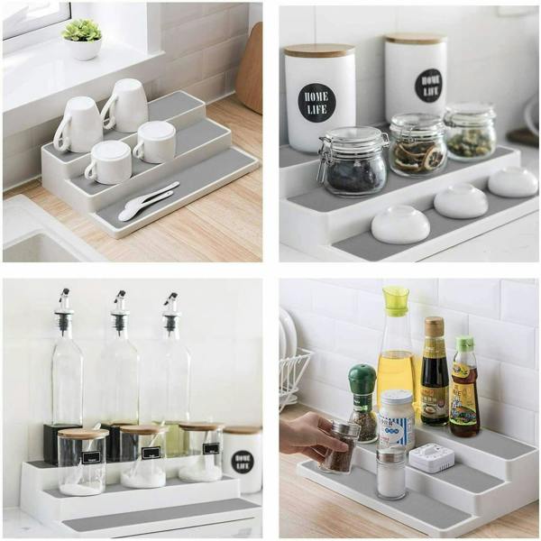 HYGRAD BUILT TO SURVIVE 3/2 Tier Shelf Jar Rack Holder Cupboard Corner Organiser Storage Kitchen Tool UK