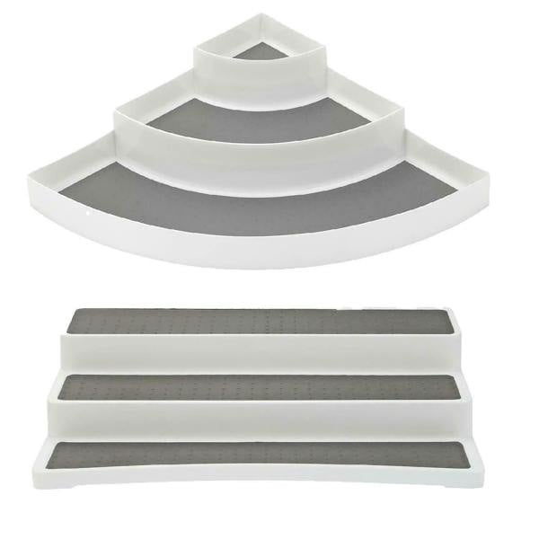 HYGRAD BUILT TO SURVIVE 3/2 Tier Shelf Jar Rack Holder Cupboard Corner Organiser Storage Kitchen Tool UK