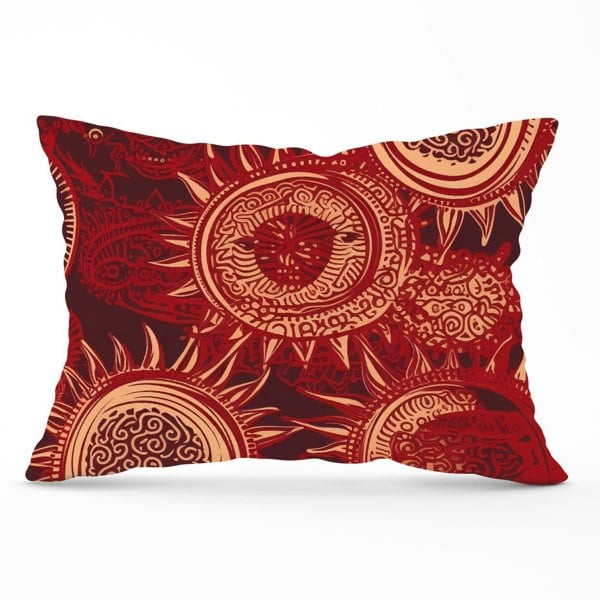 Warren Reed Abstract Red Moon and Sun Cushions