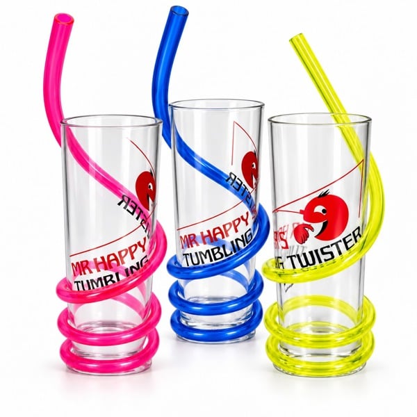 Mr.Happy Twisty Spiral Straw Tumblers