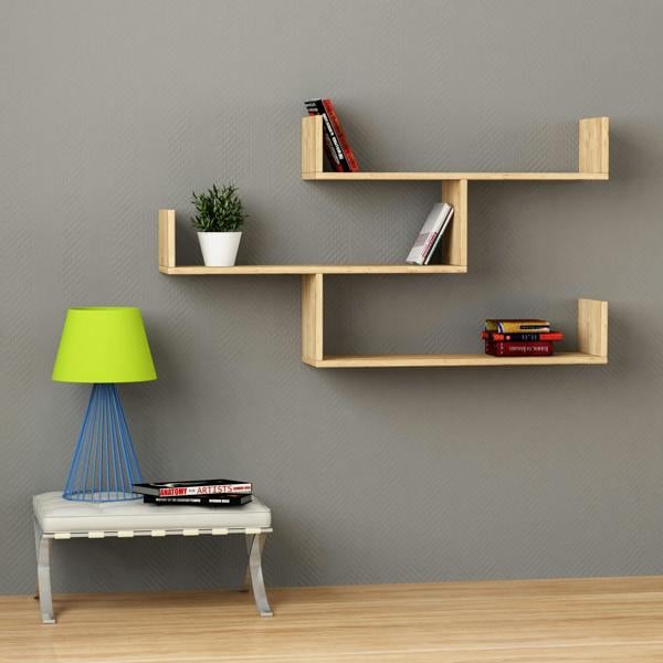 Decortie Modern Tibet Wall Mounted Shelf Floating Bookcase Display Unit 66.5x119x22cm
