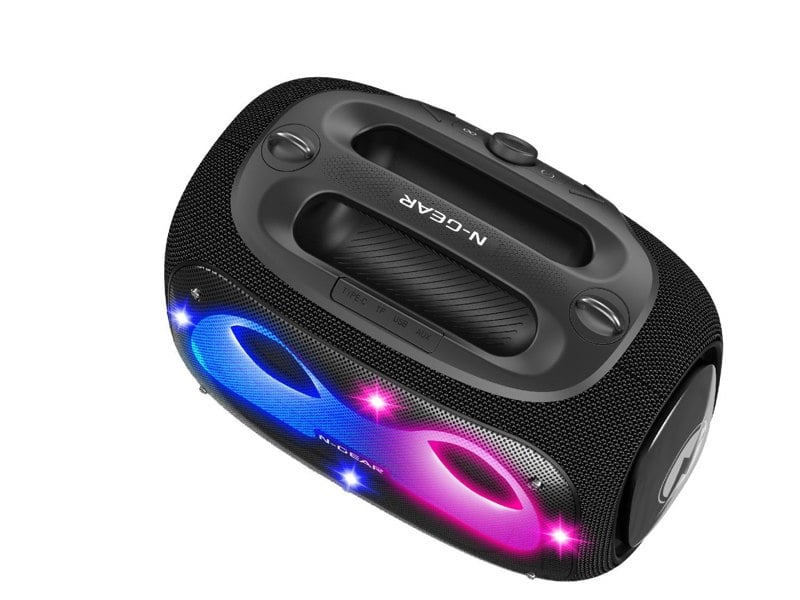 N-Gear | NRG600 Bluetooth Speaker Partybox with Lighting & 2 Microphones IPX5 Waterproof Black
