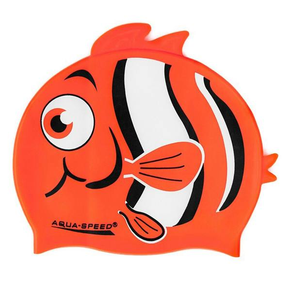 Aqua Speed Boys Nemo Patterned Swimming Cap | Silicone 3D Print Easy Fit Swim Cap for Kids