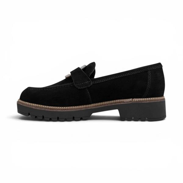 Tamaris Women's Black Suede Leather Loafer Casual Shoes - 24722-43