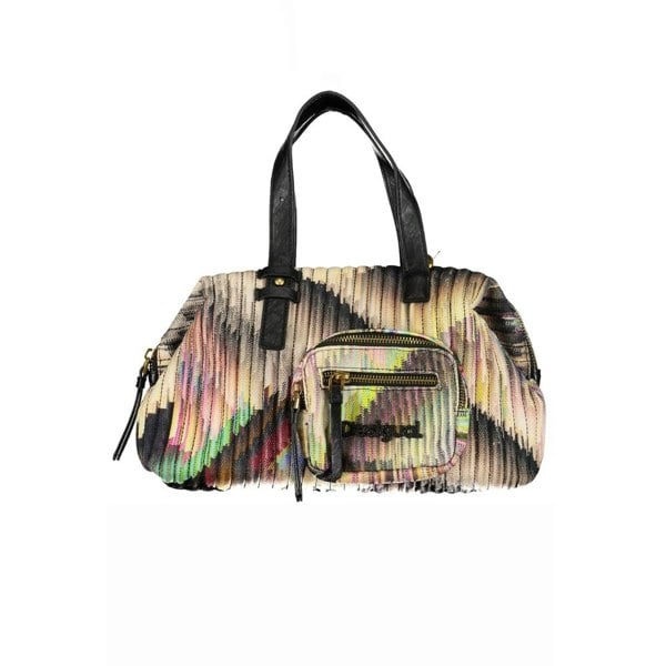 Desigual Multicolored Canvas Handbag with Leather Trim