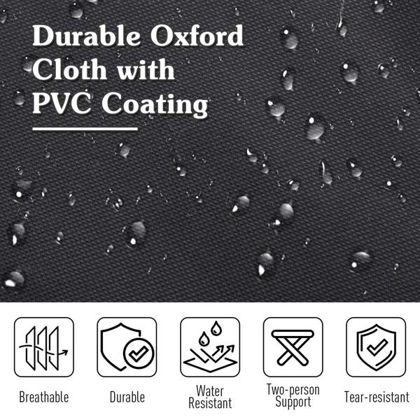 Black oxford cloth with PVC coating texture and water droplet pattern