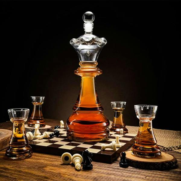 Abode Home & Gifts Chess Decanter And Shot Glasses Set