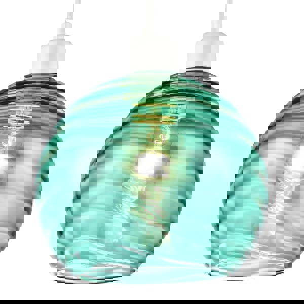 Modern Designer Emerald Green Circular Ribbed Glass Non Electric Pendant Shade Image 3