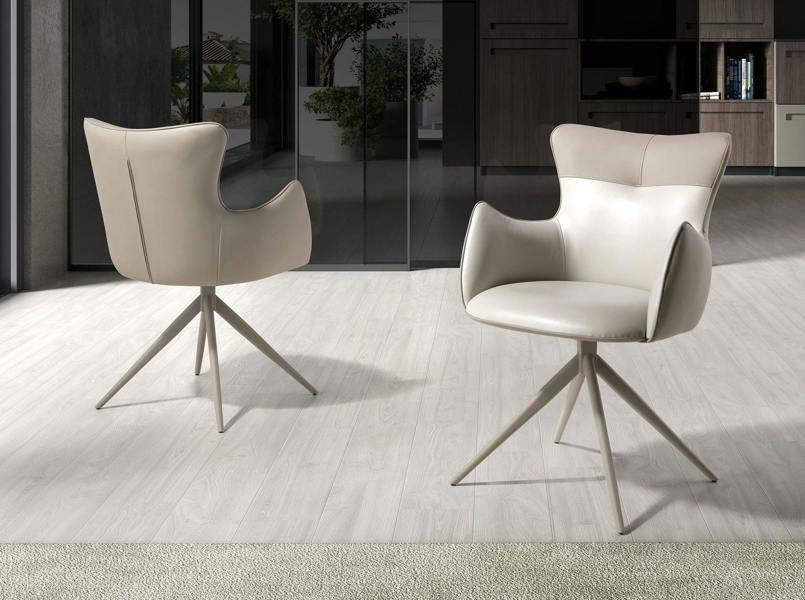 Angel Cerdá Swivel Chair in Off-white and Greige Leatherette 4203