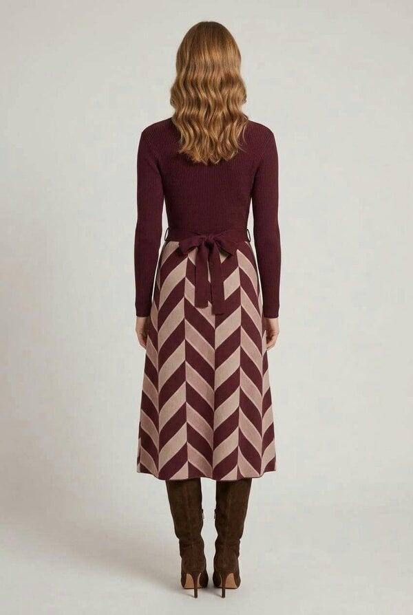 Izabel London Geo Print High Neck Midi Jumper Dress