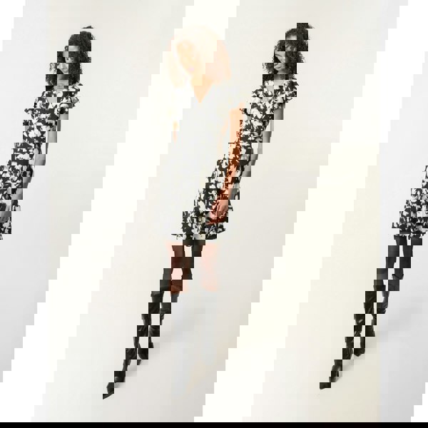 Blue Vanilla Printed Frill Sleeve Mini Dress