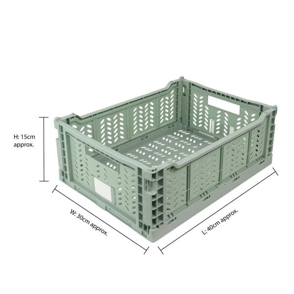 JVL STACKIT - Plastic Foldable Storage Crate -14.5L - Green