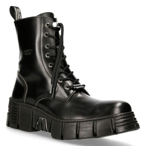 New Rock Boots Leather Ankle Tower Biker Boots-M-WALL026N-C5