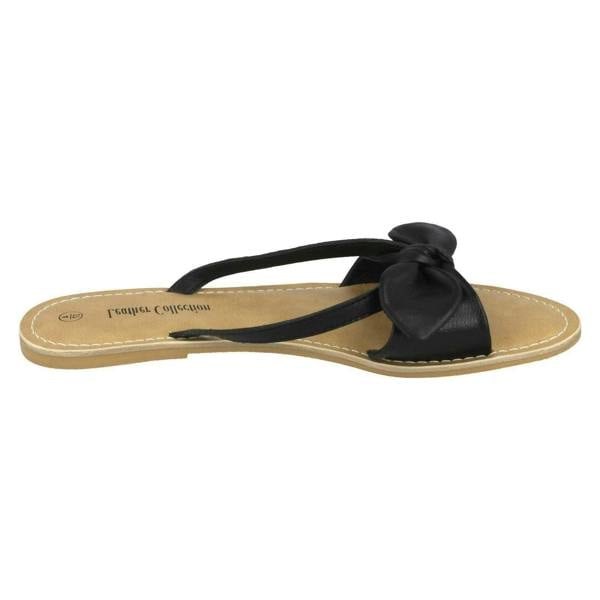 Leather Collection Ladies Leather Collection Flat Twist Bow Mule Sandals