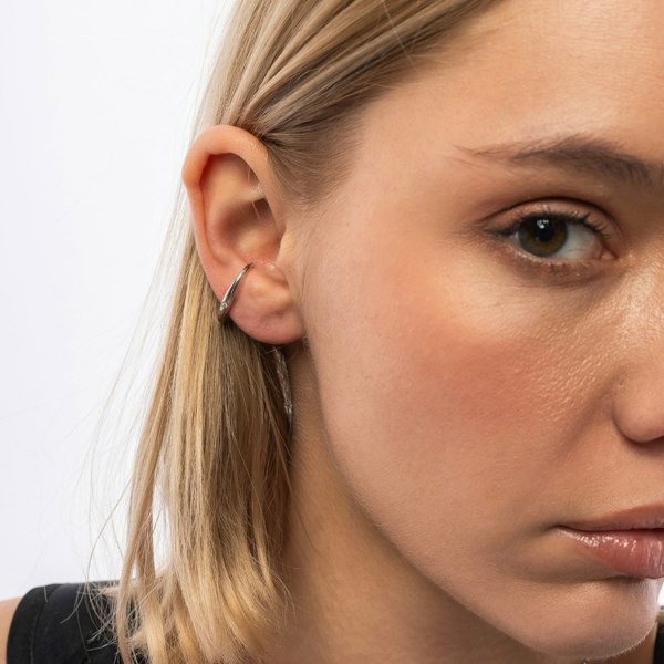 Spero London Fine Diamond Sterling Silver Ear Suspension Semi-Hoop Earrings
