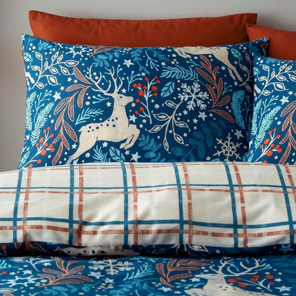 Winter Stags Blue Duvet Cover Set