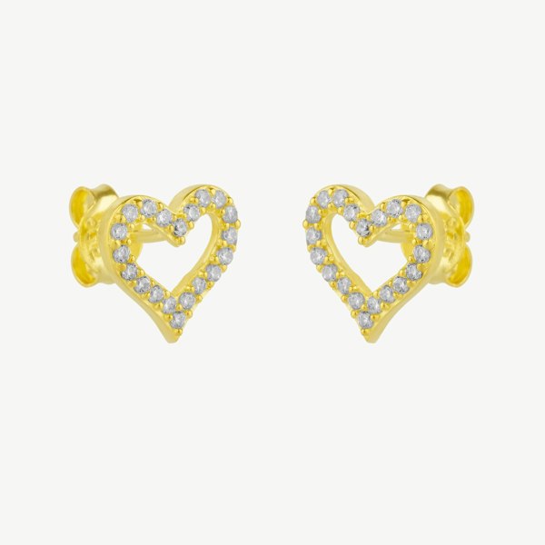 Spero London Heart Sterling Silver Stud Earrings