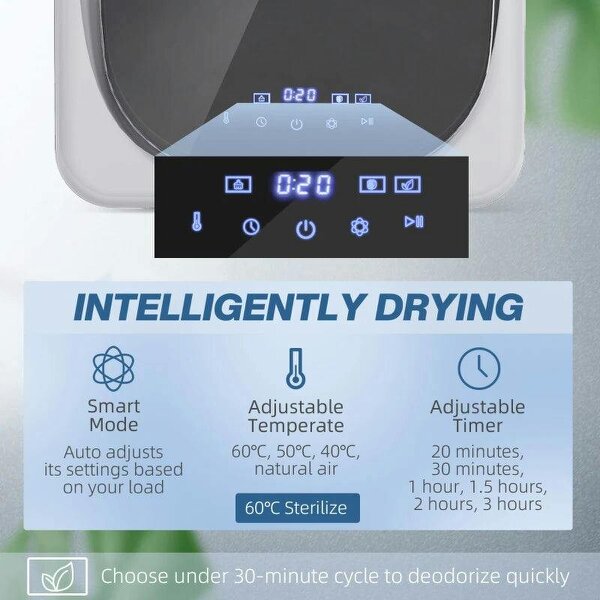 2.5kg Vented Tumble Dryer with Smart Mode, 800W Compact Tumble Dryer with Stainless Steel Tub, Silver Tone