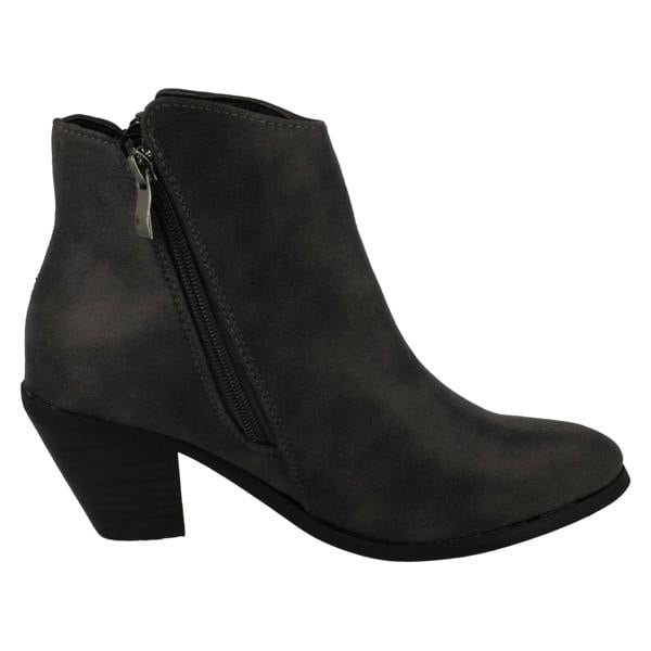 Spot On Ladies Spot On Cowboy Style Ankle Boots with Zip Detail