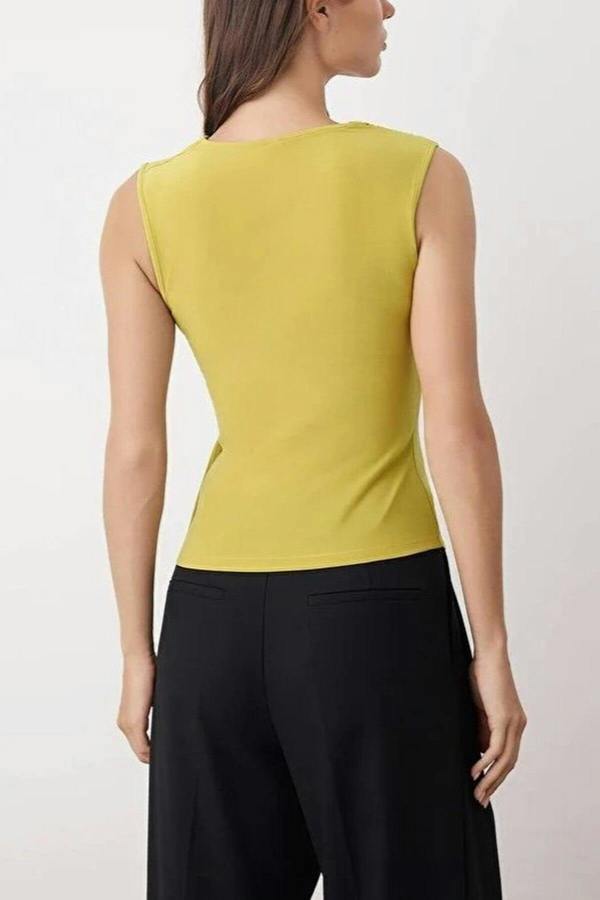 WOVCOR Cowl Neck Knit Blouse with Drape Detail