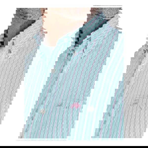 Raging Bull Mens Stanford Striped Long-Sleeved Shirt - Green - 