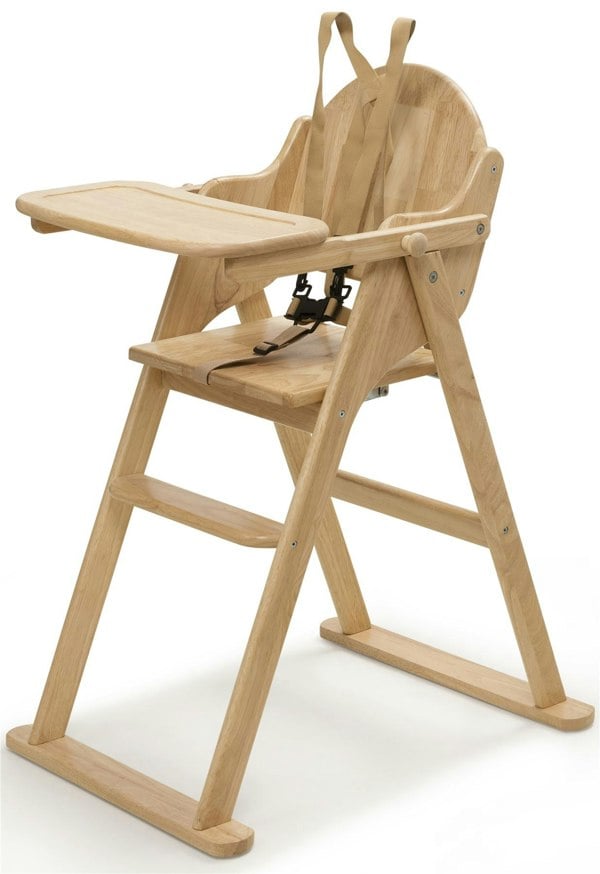 Safetots Deluxe Putaway Folding Wooden High Chair, Natural, Highchair for Baby and Toddler, Pre-Assembled