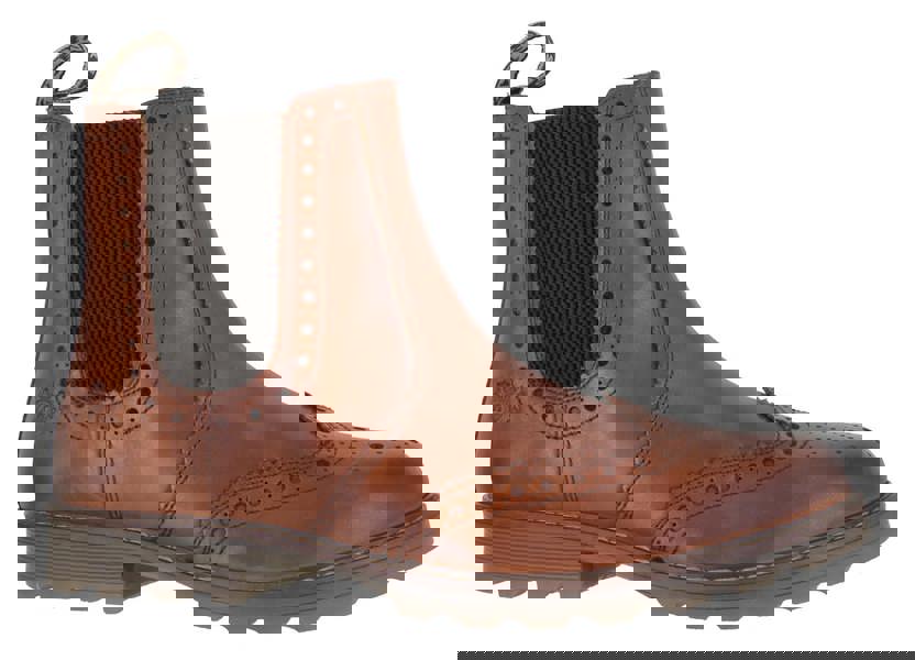 Catesby Mens Pull On Leather Brogues Chelsea Dealer Ankle Boots