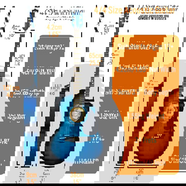 3rd Avenue Full Size Cutaway Acoustic Guitar Pack Black Acoustic Guitars#Colour_Blueburst