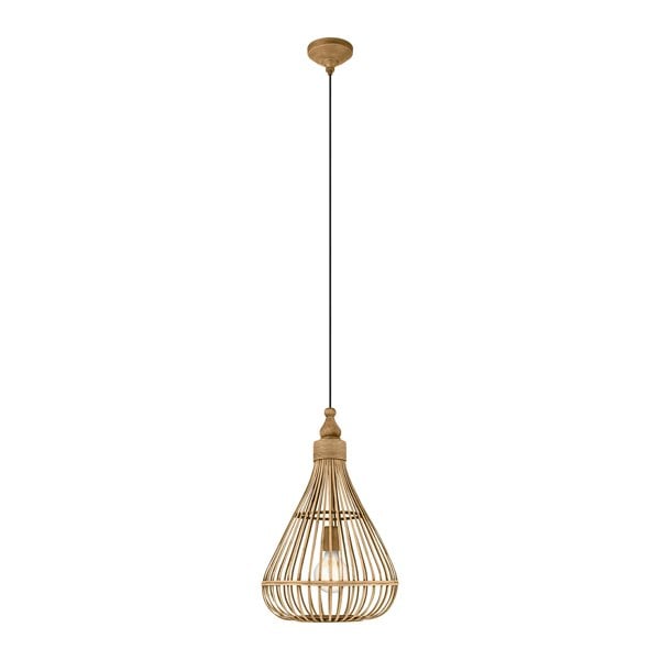 EGLO Amsfield 1-Light Caged Teardrop Rattan Single Pendant