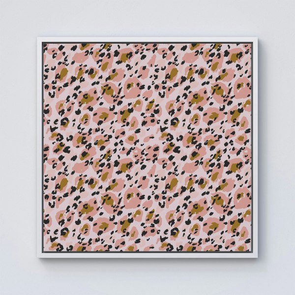 Warren Reed Hand Drawn Pink Leopard Print Framed Canvas