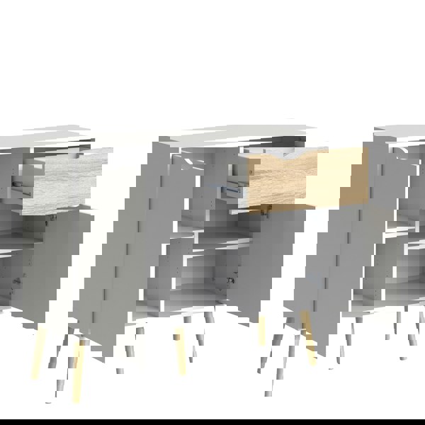 Furniture To Go Oslo Sideboard - Small - 1 Drawer 2 Doors in White and Oak