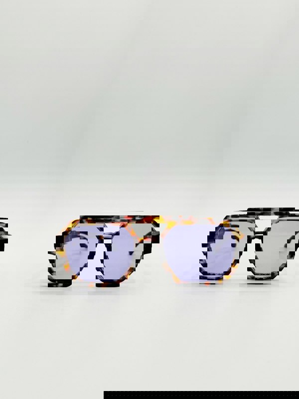 SVNX Angular Navigator Sunglasses in Leopard Print