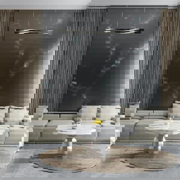 Milagro Swirl LED Pendant Lamp 90cm Stylish Black Alloy