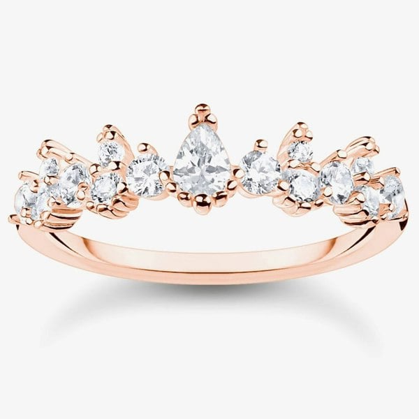 THOMAS SABO Rose Gold Plated Ice Crystal Ring TR415-416-14
